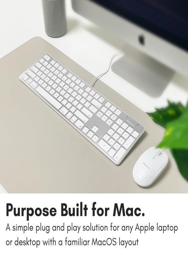Macally Ultra-Slim USB Wired Keyboard with Number Keypad for Apple Mac Pro, MacBook Pro/Air, iMac, Mac Mini, Laptop Computers, Windows Desktop PC Laptops, Silver (SLIMKEYPROA) - Image 2